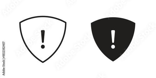 Shield exclamation icon set. Outline symbol editable.