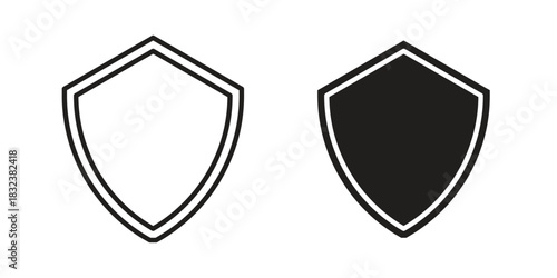 Shield icon set. Outline symbol editable.