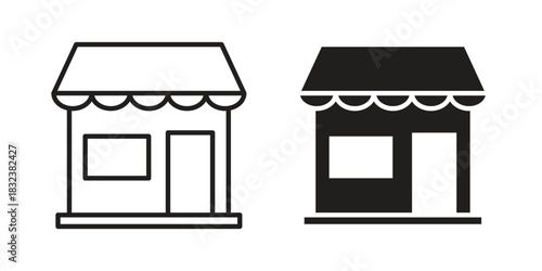 Shop icon set. Outline symbol editable.