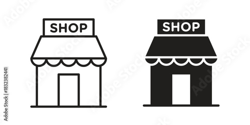 Shop icon set. Outline symbol editable.