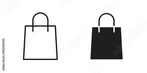 Shopping bag icon set. Outline symbol editable.