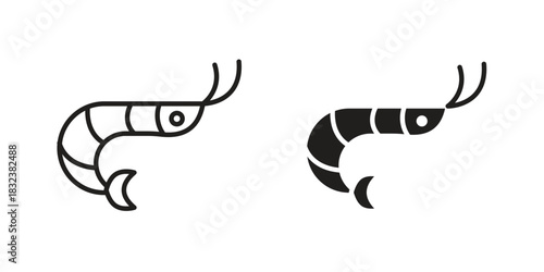 Shrimp icon set. Outline symbol editable.