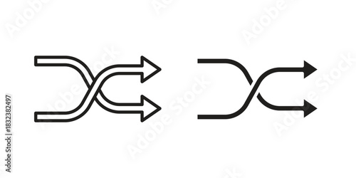 Shuffle icon set. Outline symbol editable.