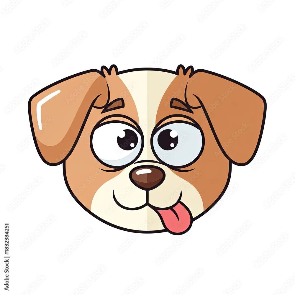 Fototapeta premium Cartoon Dog with Tongue Sticking Out, Playful and Cute.