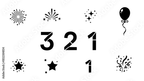 Graphic Collection of Festive Celebration Countdown and Party Event Icons