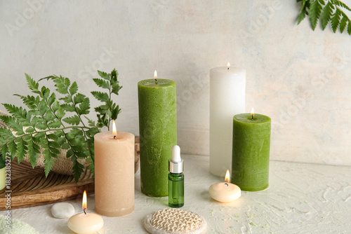 Burning candles and spa sup...