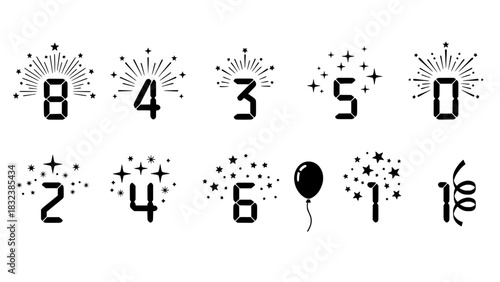 Celebratory Number Set with Festive Decorations