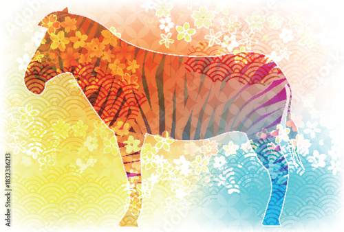 午　年賀状　干支　背景