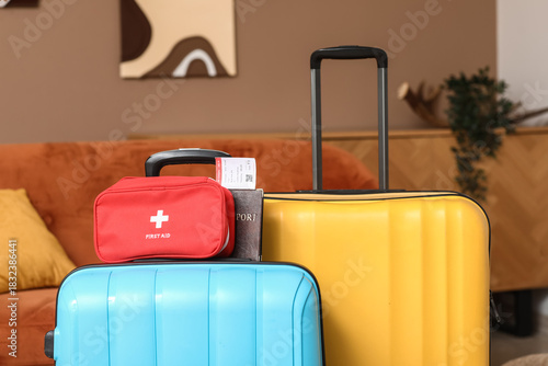 Suitcases with first aid ki...