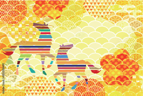 午　年賀状　干支　背景