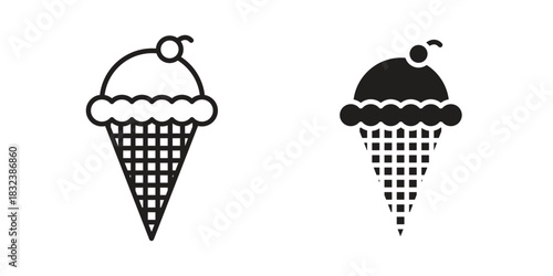 Ice cream icon flat and stroke collection for ui ux work.