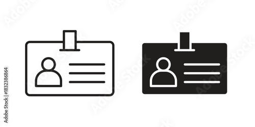 ID badge icon flat and stroke collection for ui ux work.