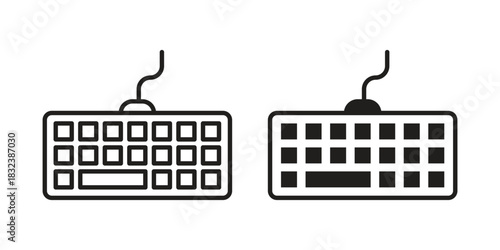 Keyboard icon flat and stroke collection for ui ux work.