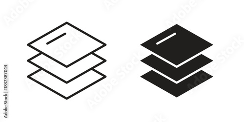 Layers icon flat and stroke collection for ui ux work.