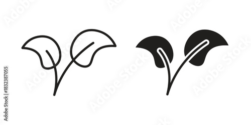 Leaf icon flat and stroke collection for ui ux work.