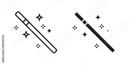Magic wand icon flat and stroke collection for ui ux work.