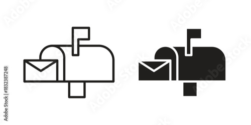 Mailbox icon flat and stroke collection for ui ux work.