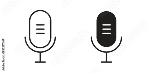 Microphone icon flat and stroke collection for ui ux work.