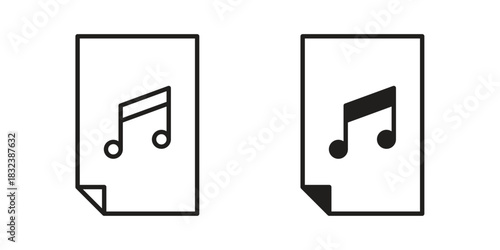 Music File icon flat and stroke collection for ui ux work.