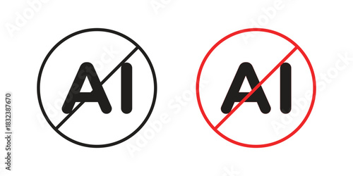 No ai sign icon flat and stroke collection for ui ux work.