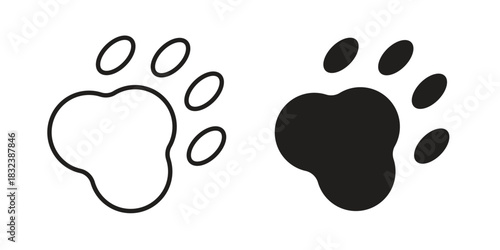 Paw icon flat and stroke collection for ui ux work.