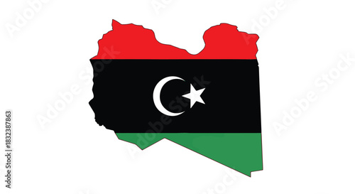 Libya Flag Map A symbolic representation of the nation's colors and geographical boundaries