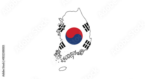 South Korean Flag in Outline Form A Simple Vector Representation of the Nation's Symbol