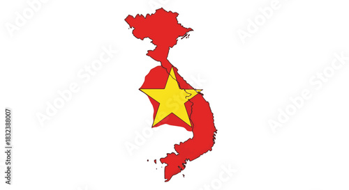 Vietnam Map Outline with National Flag A Symbolic Representation of the Country's Identity
