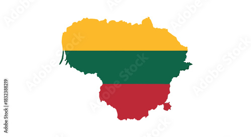 Lithuanian Flag Map A Vibrant Representation of the Country's Colors and National Identity on a White Background