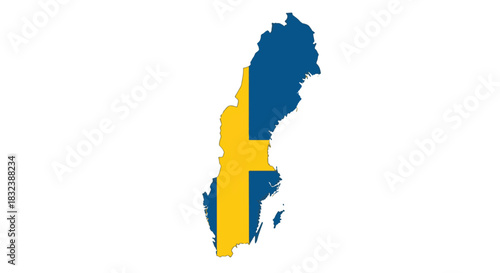 Sweden Flag Outline A patriotic depiction of the Swedish flag within the geographical boundaries of the nation