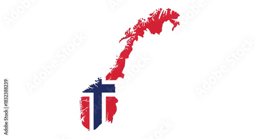 Norway Flag A Patriotic Depiction of the Norwegian Map with the National Flag's Colors and Design