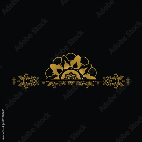 Mandala florid luxury golden vintage element decorative graphic