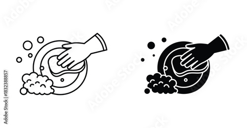 Plate washing icon graphic design. Vector icon illustrations