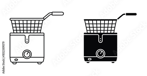 Restaurant deep fryer icon graphic design. Vector icon illustrations
