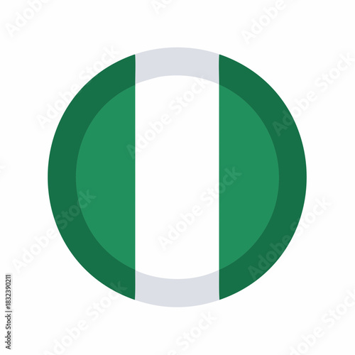 Circular icon representing the national flag of Nigeria with green and white stripes Free Download Circular icon representing the national flag of Nigeria with green and white stripes - GFXLoad