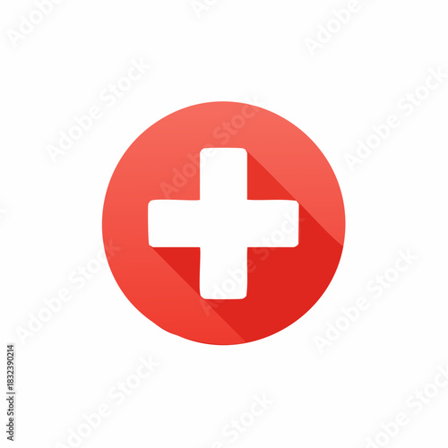 Vibrant Red Medical Cross Icon Design Symbol of Health and Medical Service