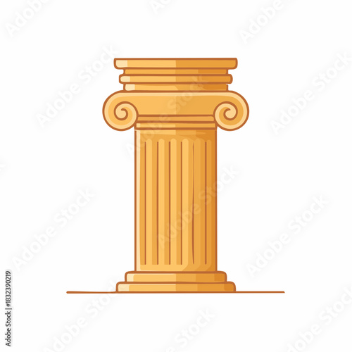 Stylized Ionic Column Illustration with Decorative Volutes and Fluting
