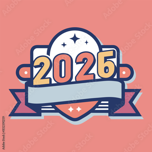 A clean flat vector 2026 new year text vector art illustration 3