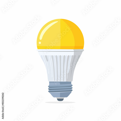 Modern yellow LED light bulb for energy efficiency and sustainable illumination concept