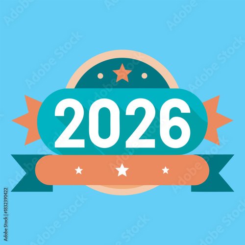 A clean flat vector 2026 new year text vector art illustration 