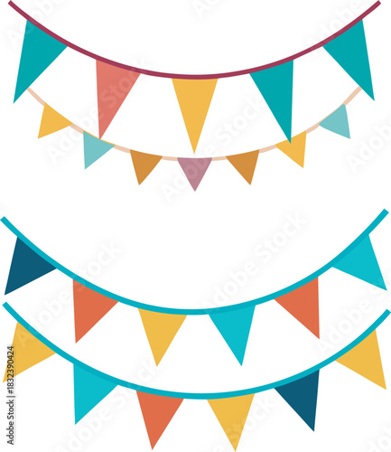 A flat vector bunting garland with triangle  2