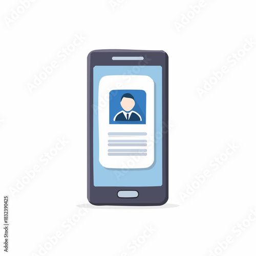Mobile device displaying a profile with an avatar and summary, highlighting digital identity and information accessibility