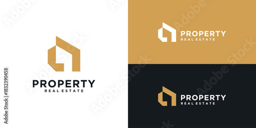 Minimalist home real estate logo template design vector
