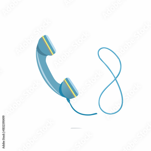 Abstract telephone handset with coiled cord communication concept