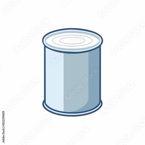 Illustration of a closed aluminum food can with a blue rim