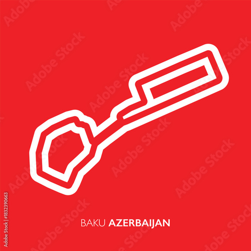 Baku city circuit, Azerbaijan. Motorsport race track vector map