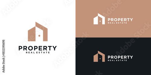 Home real estate, architecture and construction logo design template