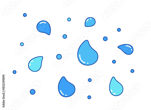 Blue Water Droplets Rain Effect Animation Pixel Art Style on Black Background