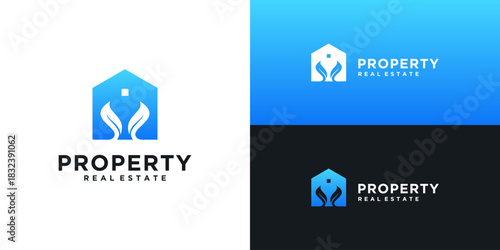 Creative home plants property logo design inspiration