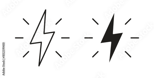 Lightning bolt icon in simple flat trend modern graphic design abstract logotype element